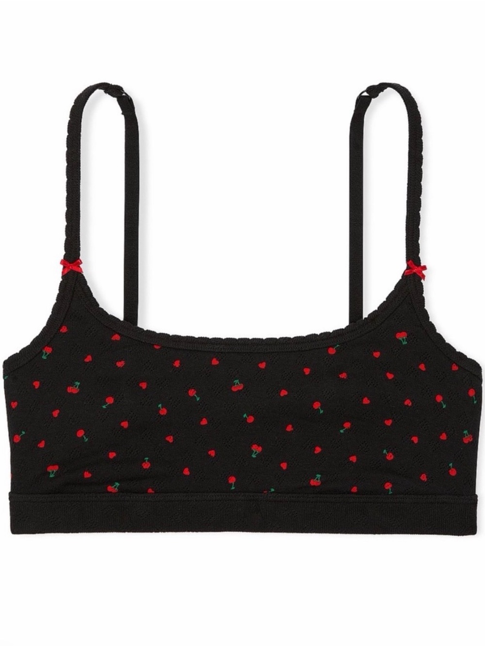 Victoria’s Secret PINK Cotton Scoop Bralette Pointelle Cherry Heart XXL